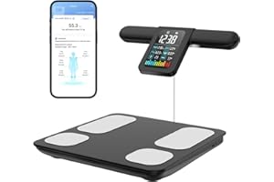 Lepulse Body Fat Scale, Scales for Body Weight and Fat, 8 Electrode Large Display Smart Scale, Body Composition Monitor, Digital Bathroom Scale, Bmi, Weight Scale with Report,Black