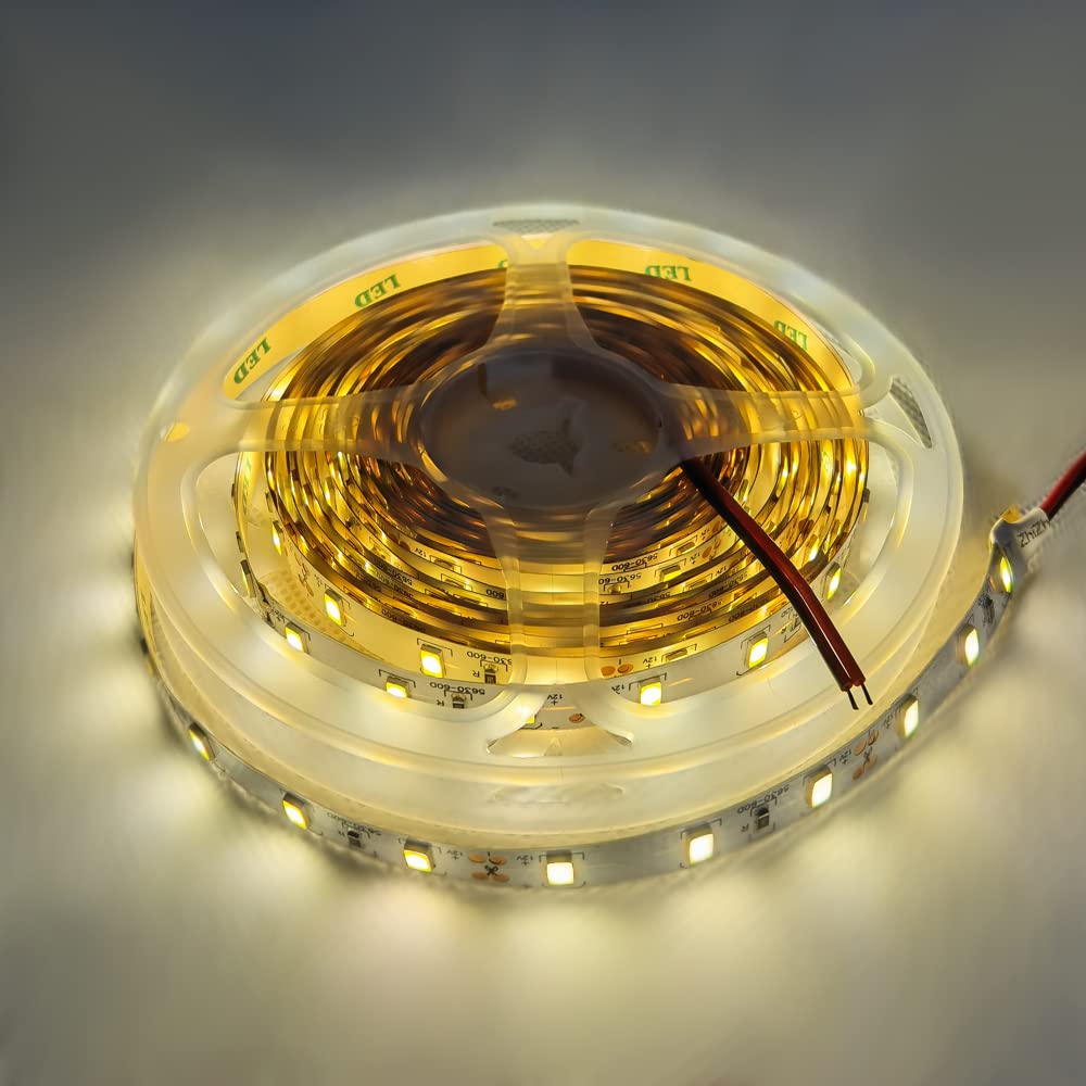 AHEVO Led Strip Light, 300 LEDs, DC 12V Low Voltage, 5630 SMD 16.4FT, Non-Waterproof, 5 Meter, Warm White, Flixible Ribbon Light, Used for Bedroom, Kitchen, Shop and More