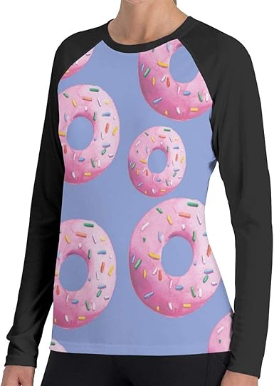 Amazon.com: Women's T-Shirt Pink Glazed Donut On A Blue Crewneck Tee Comfortable Personalized 