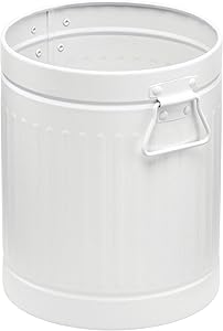 mDesign Decorative Retro Vintage Farmhouse Round Metal Small Trash Can Wastebasket, Garbage Container Bin with Handles for Bathrooms, Powder Rooms, Kitchens, Home Offices - Steel - White