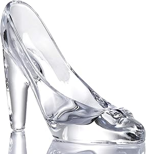 Tiktalk Cinderella Glass Slipper Crystal High Heels Shoes Figurine Ornaments for Girls Coming-of-Age Ceremony Gift Birthday Party Decorations