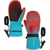 SNOWYES Heated Gloves for Kids, 7.4V Rechargeable Battery Winter Gloves for Boys Girls, Waterproof Windproof Heated Mittens for Kids, Outdoor Skiing Snowboarding Sledding Cold Weather