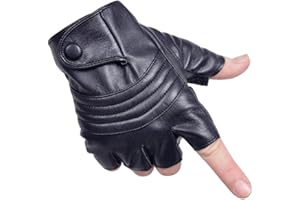 Fingerless PU Leather Driving Black Gloves for Men Half Finger Biker Sport Gloves Long Keeper