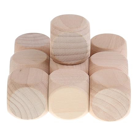 MagiDeal 10pcs/Set 3cm Hölzerne Würfel D6 Sechsseitig für Brettspiel , Diy Blankowürfel