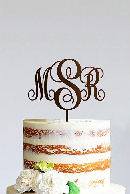Amazon Com Wedding Monogram Cake Topper Wooden Initial Cake