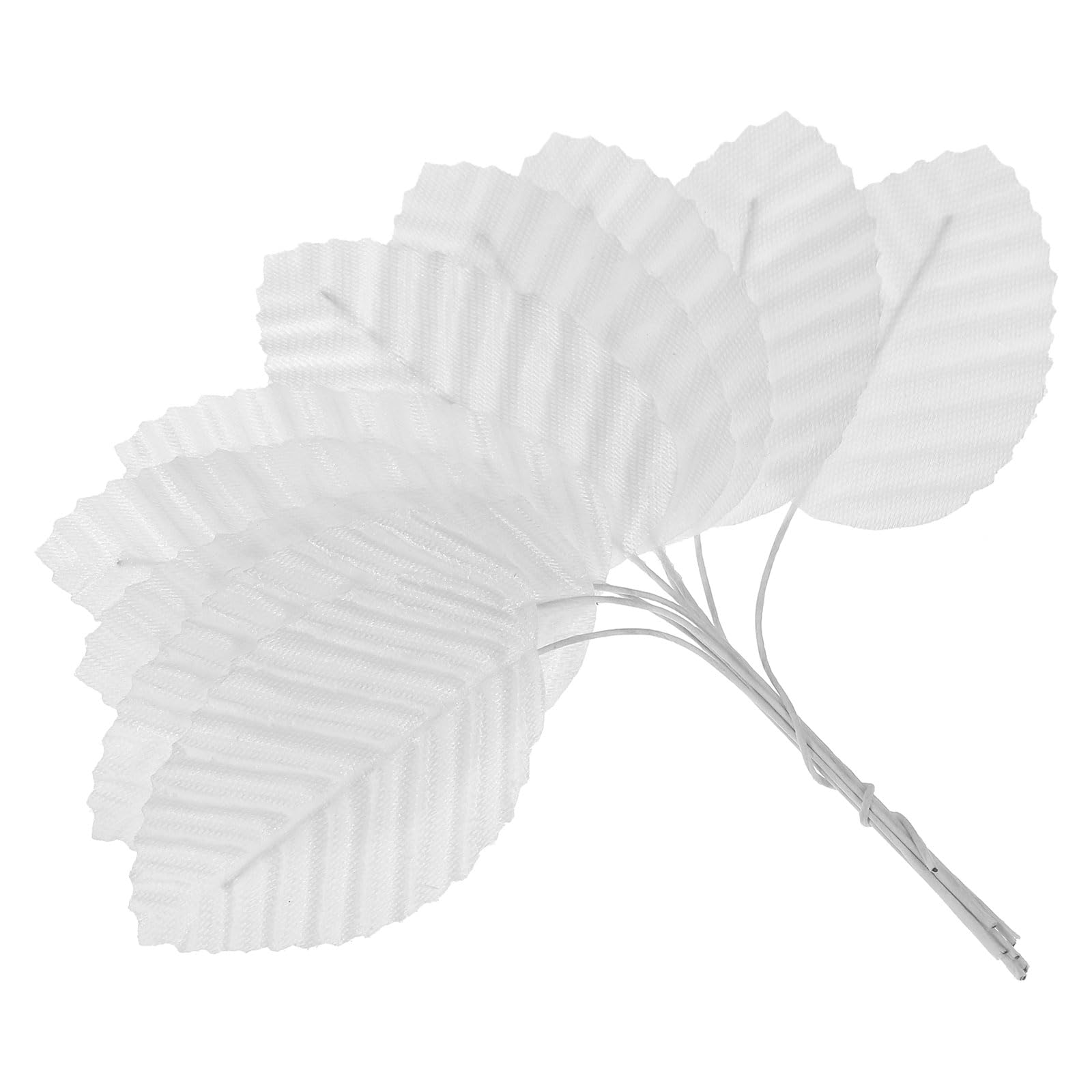 PATIKIL 4.3" Artificial Silk Leaf, 200 Pcs Artificial Leaves Stems Fake Leaves Bulk Fake Rose Wire Crafts Leaves for Home Office Decor, White