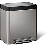 Kohler 8 Gallon Compact Hands-Free Kitchen Step Can, Trash Can with Foot Pedal, Quiet-Close Lid, Stainless Steel, K-20942-ST