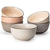 Sweese 20 Oz Porcelain Cereal Bowls - Multicolor Set of 6, Dishwasher Safe, for Soup, Salad, Rice, Kitchen Decor