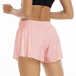 Wsirmet Women's Pink 2-in-1 Butterfly Athletic