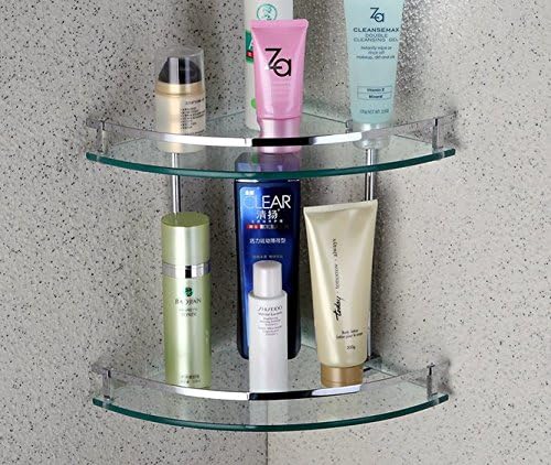 ZAIG Copper Bathroom Shelf Angle Bracket Double Glass Tripod Bathroom Corner Shelf Jiaojia