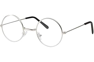 grinderPUNCH Kids Size Non-Prescription Glasses Round Circle Frame Clear Lens Costume (Age 3-10) Silver