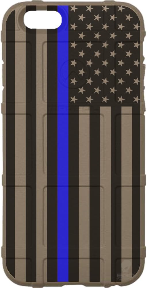 EGO Tactical Limited Edition Design UV-Printed onto a MAG485 Field Case Compatible with Apple iPhone 6 + Plus/iPhone 6s + Plus FDE Subdued US Flag Police Thin Blue Line