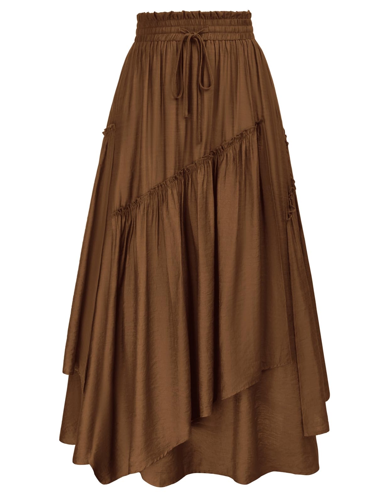 Scarlet Darkness Long Skirts for Women Renaissance Costume Pirate Maxi Skirt Plus Size with Pockets Brown S Image
