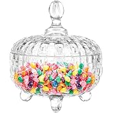 Glass Candy Jar with Lid Crystal Glass Candy Bowl Storage Weave Design Candy Dish Food Storage Organization for Wedding Party Candy Buffet Kitchen Storage Home Decoration (M)