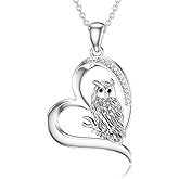 LWXIE Diamond Owl Necklace for Women 925 Sterling Silver Owl Heart Pendant Jewelry Gifts for Women Mom Wife Her