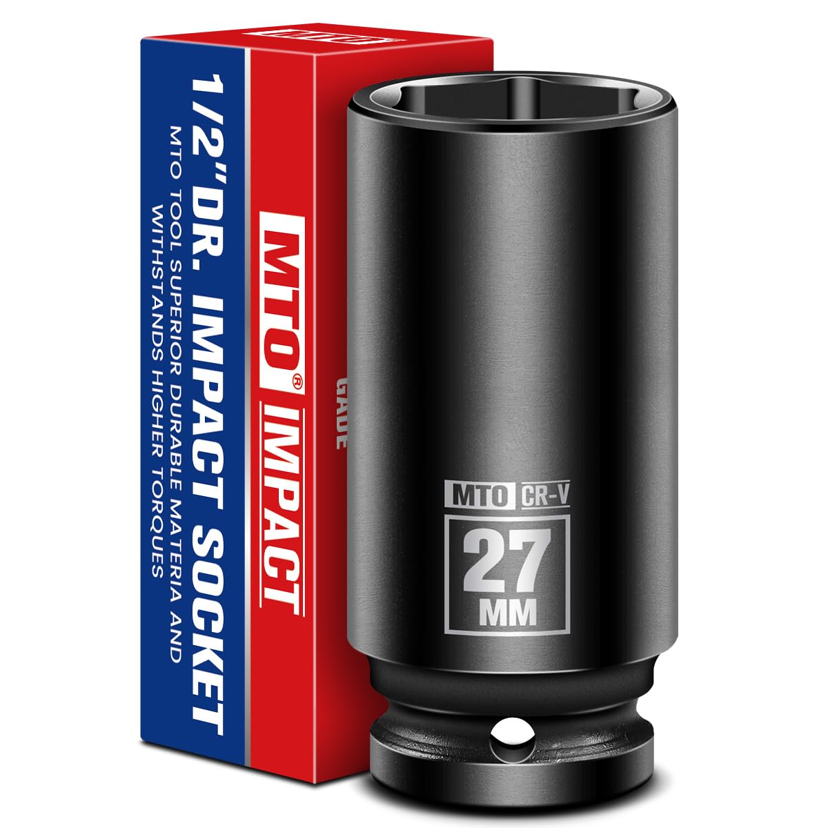 Photo 1 of MTO 1/2" Drive 27mm Deep Impact Socket, 6-Point Metric Socket for Automotive Maintaince, CR-V Steel Meets ANSI Standards