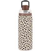32 Oz Classic Leopard Water Bottle, Insulated Stainless Steel with Locking Lid, Classic Leopard Print Design with a Convenient Straw Lid and Sturdy Carry Handle for Bold Everyday Hydration