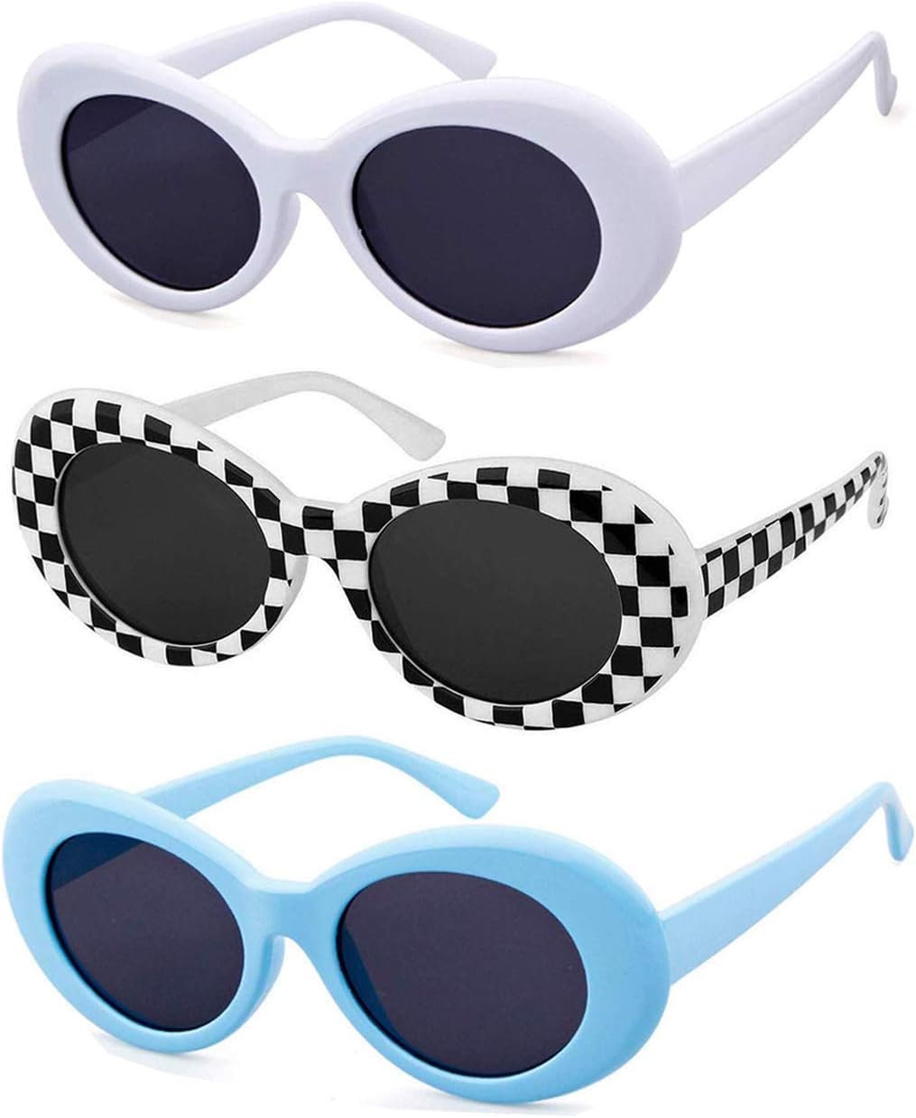 LaurinnyAuthentic Clout Goggles Bold Oval Retro Mod Fashion Sunglasses Clout Round Lens