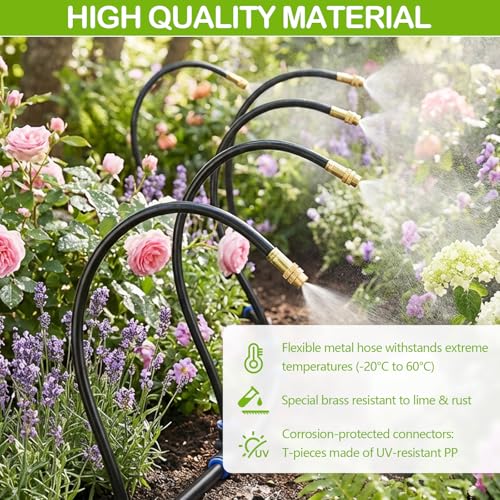 Automatic Watering for Garden 20 m, 360° Automatic Watering System, Irrigation System Kit with 20 Adjustable Nozzles for Gardens, Greenhouses, Balcony Plants, Landscaping, Lawns