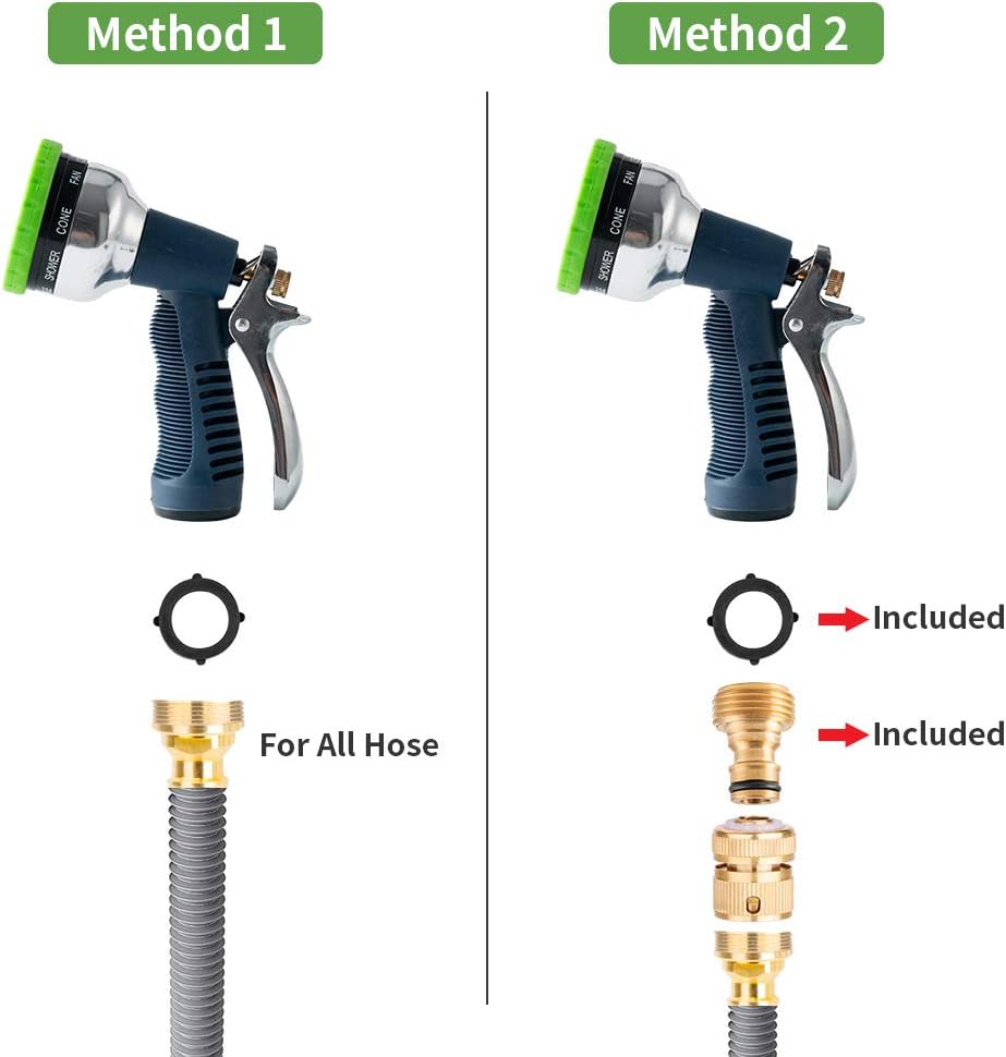 YUESUO Garden Hose Nozzle, Heavy Duty High Pressure Hose Spray Nozzle with 9 Adjustable Patterns Rear Trigger Design Water Hose Nozzle, Hose Nozzle for Washing Cars, Watering Garden, Showering Pets : Garden & Outdoor