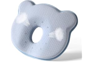 Hoovcmg Memory Foam Baby Pillow,Cute Cartoon Bear Soft and Cozy Pillow, Breathable Bedding Set for Infants for Small Boys and Girls Prevent Flat Head