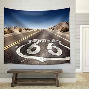 Famous Route 66 Landmark on The Road in Californian Desert - Fabric Wall Tapestry Home Decor - 51x60 inches