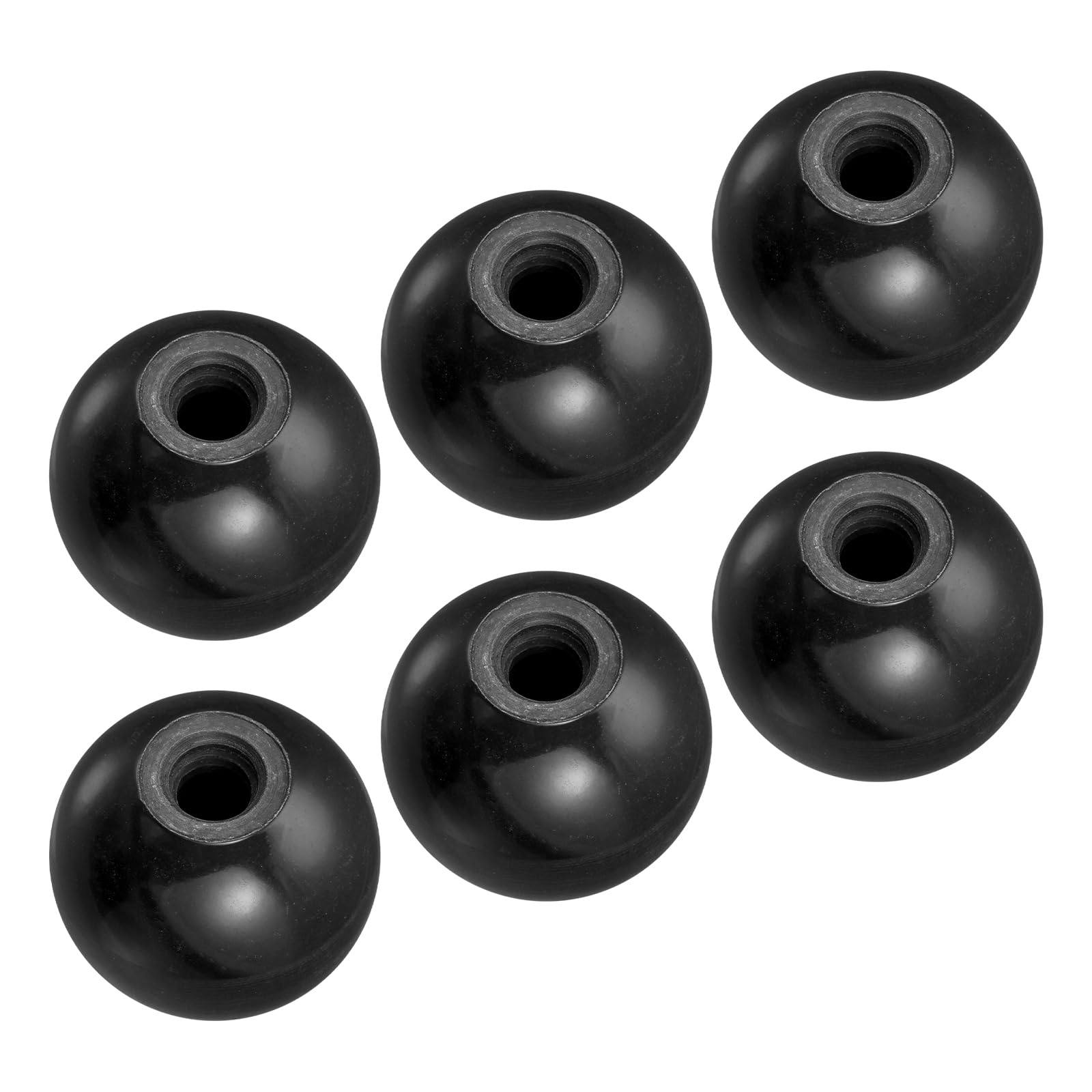 METALLIXITY Threaded Ball Knobs (30mm/1.18") 6Pcs, Plastic Round Operation Ball Handles with M8 Female Thread - for Machine Handle Tool Replacement, Black