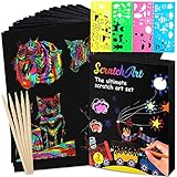 Lamly Zone Scratch Art Paper for Kids ,50pc Rainbow