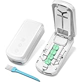 Daviky Pill Cutter Splitter for Small &amp; Tiny Pills, Dual Safety Blades | Adjustable Centering Slot, Precise 1/2 1/3 1/4 Tablet Cutter, Built-in Storage, Portable &amp; Senior-Friendly