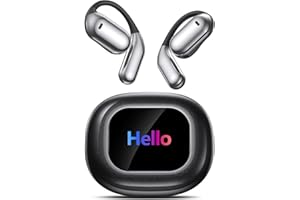 NUPLEA AI Language Translation Earbuds, OWS LCD Touchscreen Real-Time Translator for 144 Languages & Accents Includes Free Subscription Translation Device Earphones for Travel Business Learning, Black
