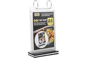 SEWACC Flip Menu Stand, Vertical Table Card Flip Acrylic Display Sign Holder Calendar Type Multi-Page Poster Photo Display T-Shaped Desktop Folder with Base
