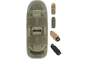 Tactical Flashlight Pouch, Rotatable Flashlight Holder Belt Clip Tactical Torch Carry Case with 360 Degree Carabiner Reel Cli