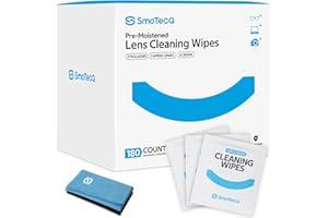 SmoTecQ Lens Cleaning Kit – 180 Pre-Moistened Wipes & 2 Ultra-Soft Microfiber Cloths, Individually Wrapped, Streak-Free & Scr
