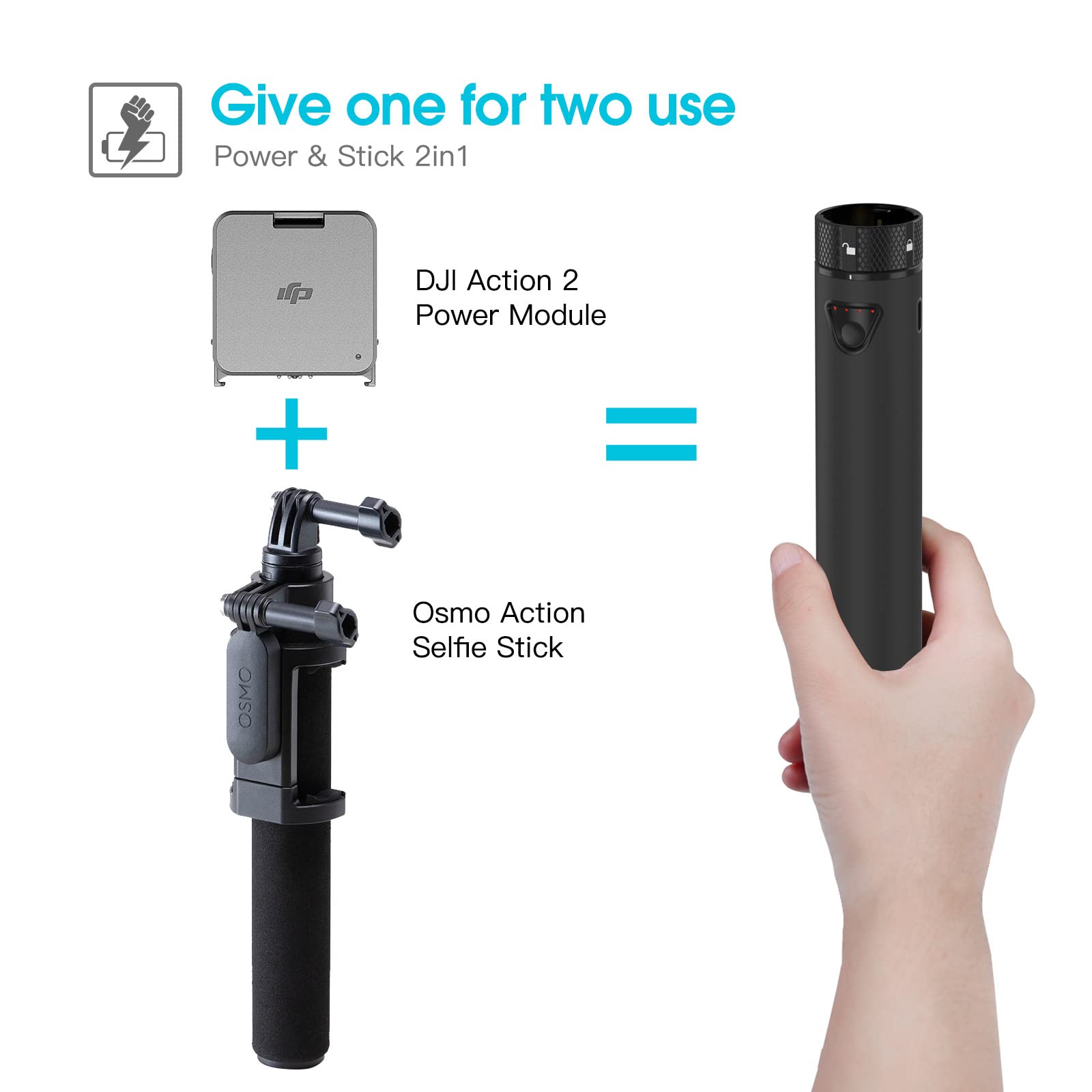 Smatree Charger Stick for DJI Pocket 3,Osmo Action 5 Pro,Gopro 13, External 5000mah Power Stick Compatible for Gopro 13/12/11/10/9/8 Action Cameras, DJI Osmo Action 5/4/3