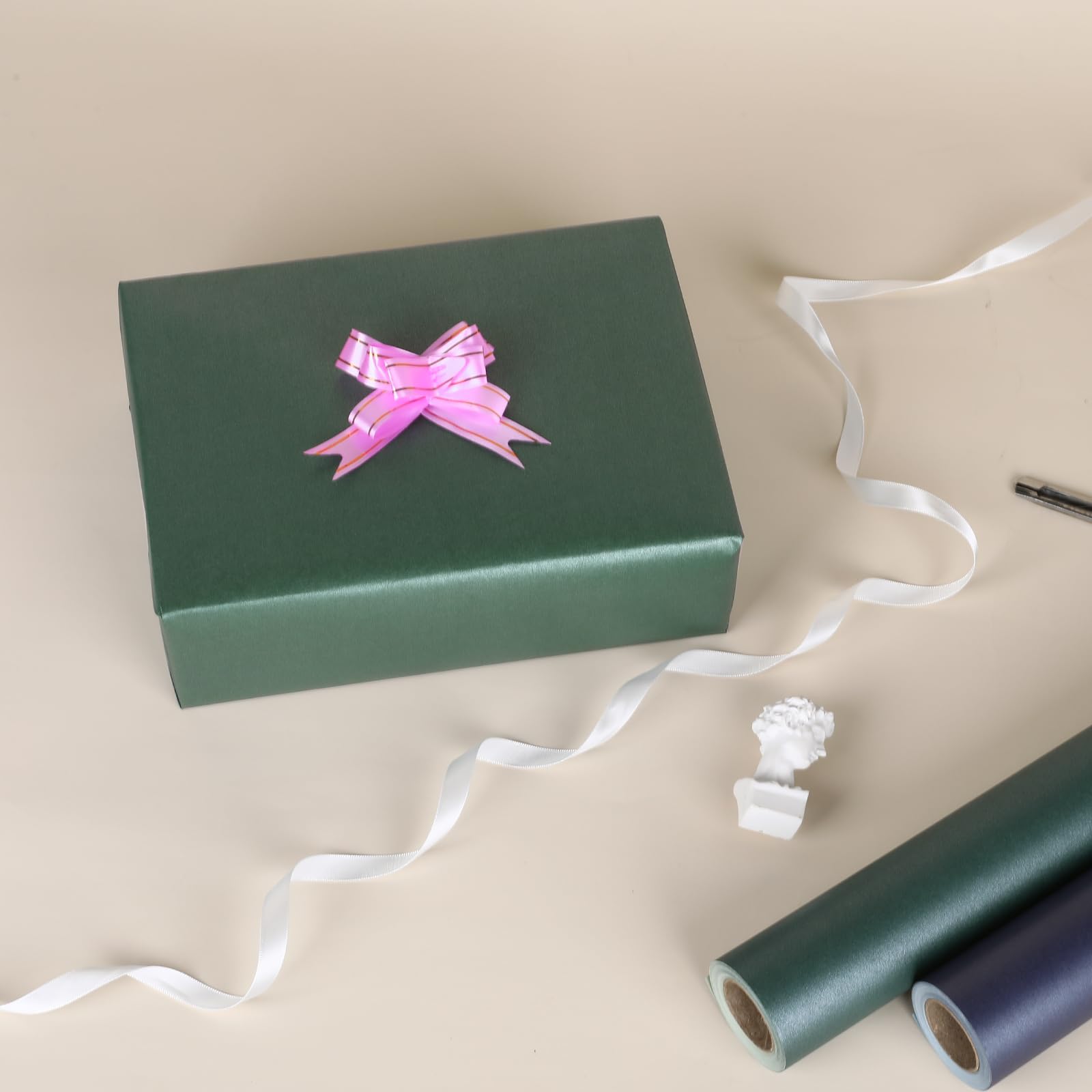 NESCCI Dark Green Matte Wrapping Paper,Solid Color Pearly-Lustre Paper,Gift Wrapping Paper,Perfect for Wedding,Valentine's Day,Birthday, Christmas,Baby Shower,DIY Bouquet (17 Inches X 32.8 Feet)