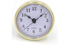 SJT ENTERPRISES, INC. 1-Pack 2.5" Craft White Clock Insert with Gold Plastic Rim, Quartz Movement, Battery NOT Included (SJT00019)