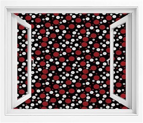 Amazon 赤と黒 壁紙風景画 壁飾り絵 1x80 Cm レトロな60年代70年代漫画雪のような水玉サークルラウンド 窓の景色 目の保養 癒し 気分転換 ホワイトライトグレーとバーガンディ ウォールステッカー オンライン通販