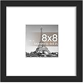 upsimples 8x8 Picture Frame, Display Pictures 4x4 with Mat or 8x8 Without Mat, Wall Hanging Photo Frame, Black, 1 Pack