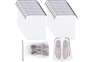 20 Pcs Shoe Bags for Travelling, 15.7x11.8 Inch Clear Shoe Travel Bag Waterproof Shoe Bag, Portable Drawstring Suitcase Organ