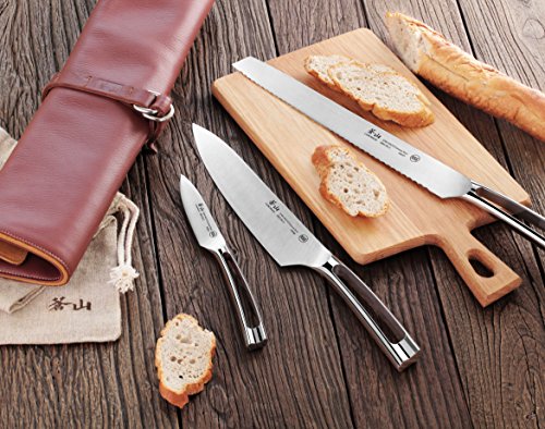 image for Cangshan N1 Series 59946 4 Piece Leather Roll Knife Set, Silver