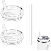 2 Pack 30 oz Replacement Tumbler Flip Straw Lid fit for Stanley Quencher, Leak Proof Lid Replacement for 30 OZ Stanley H2.0 FlowState Tumbler, Spill Proof Reusable Lid for Stanley (White)