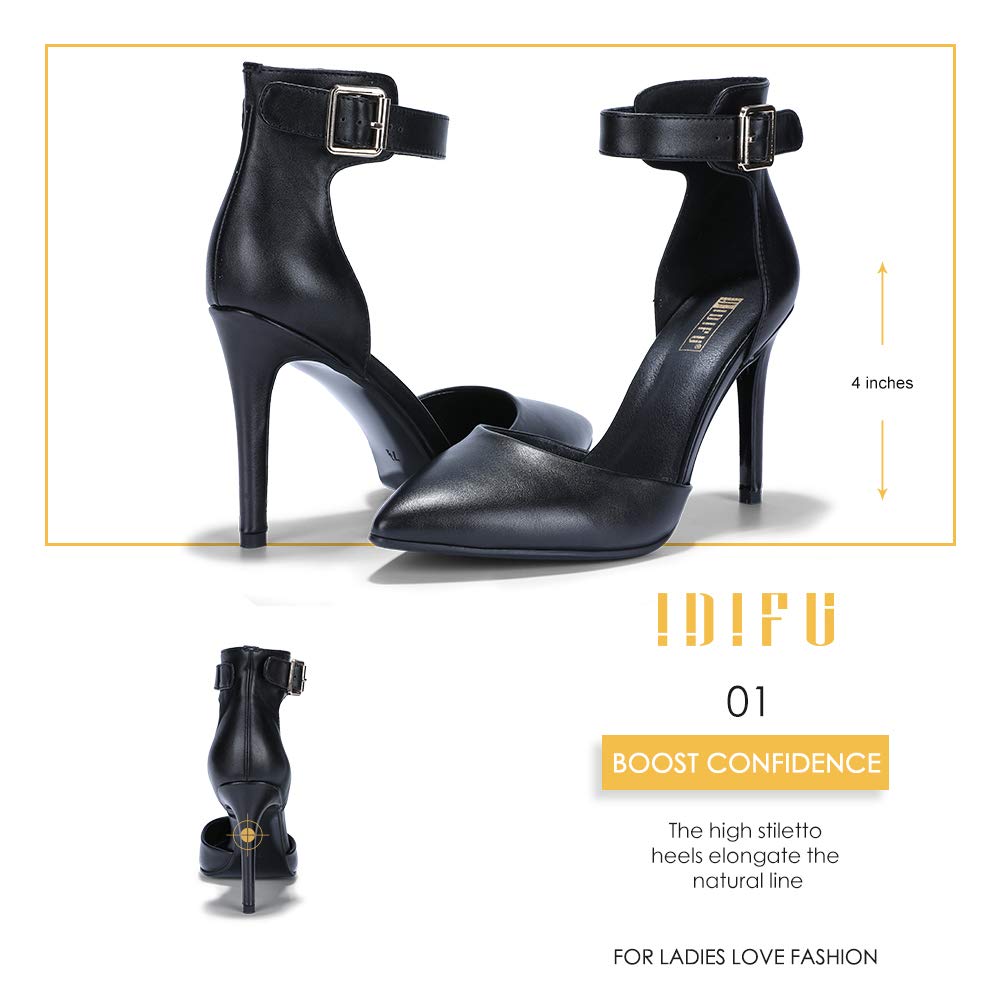 IDIFU Women's IN5 D'Orsay Dress Closed Pointed Toe Ankle Strap Pump Buckle High Heels Stiletto Party Shoes (7.5 M US… - Image 4
