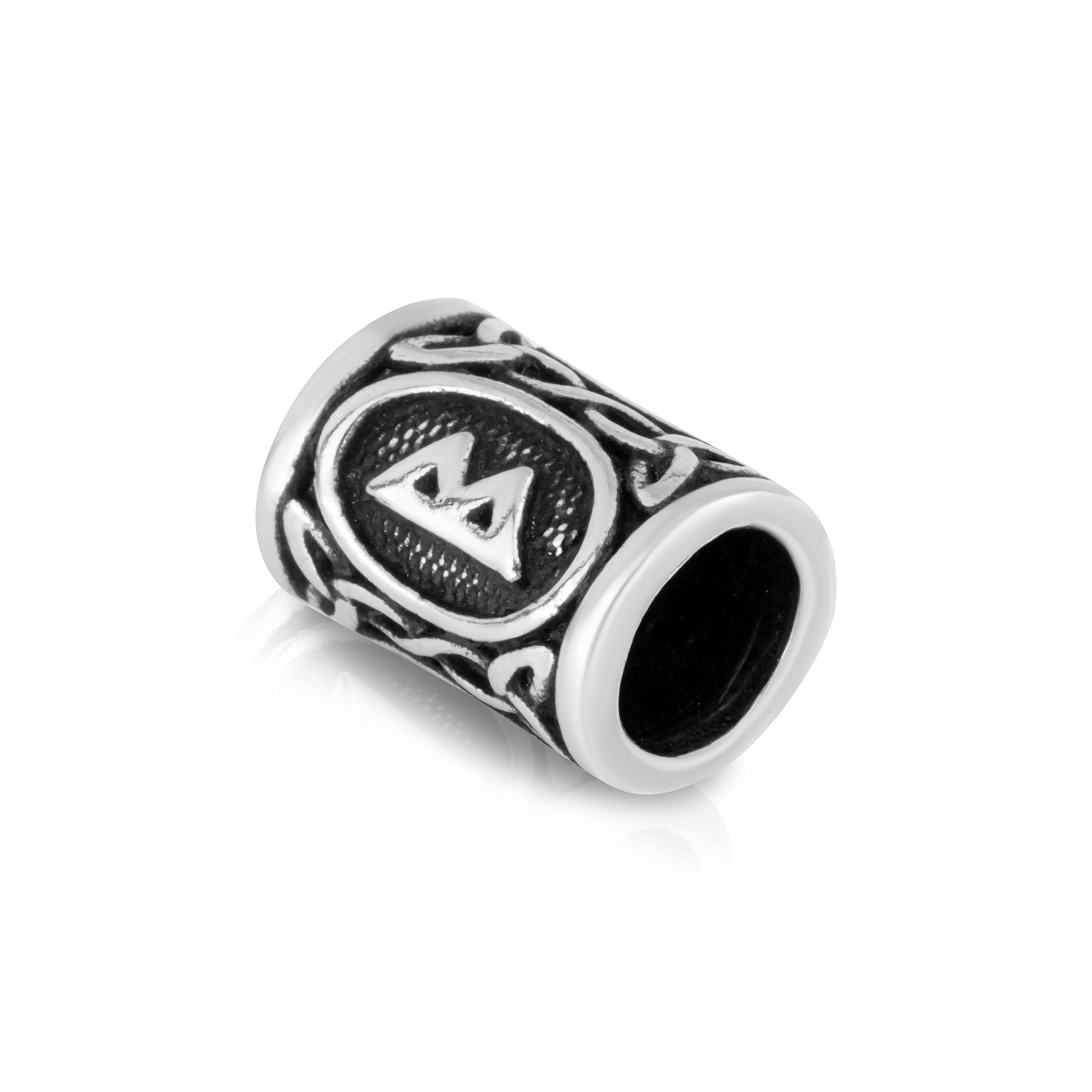 NKlaus 925 Sterling Silver Beard Bead Futhark BERKANA Hair Bead Gents Beard Jewellery 2165