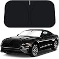 D-Lumina Windshield Sun Shade for 2015-2025 Fo-rd Mustang Accessories (NOT for Fo-rd Mustang Mach-E), Front Window Sunshade Sun Visor Protector Block UV Rays Heat, Foldable 2 Layers 210T Material