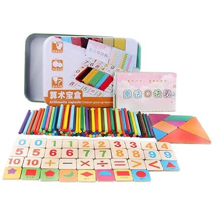 Yourig Wooden Arithmetic Number Box Magnetic Stickers Children Kid Educational Toy