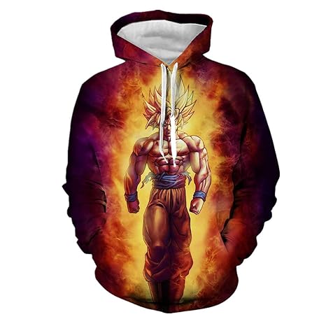 CHENMA Herren Dragon Ball 3D-Druck Pullover Kapuzen-Sweatshirt mit Kängurutasche