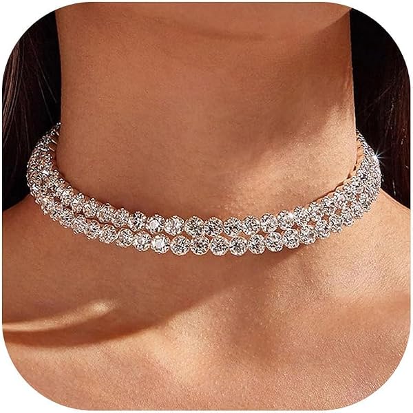 Collier Ras Du Cou Doré Avec Strass Cristaux - Élégant Pour Mariage Ou Soirée - Modèle UA82 - Neuf Avec étiquettes