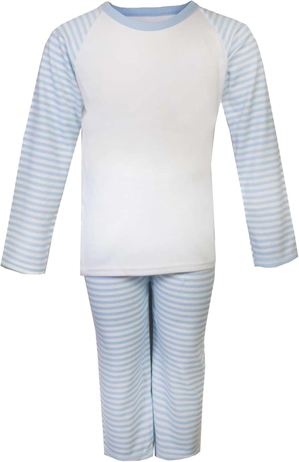 Baby Children's Kids Long Sleeve Plain Raglan Striped Pyjamas PJs Set