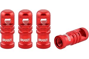 MUQZI Mountain Bike Tire Presta Valve Stem Caps with Valve Core Removing Function Tool, Red