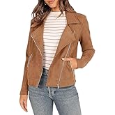 Women's Faux Suede Jacket 2024 Fall Long Sleeve Zipper Lapel Cropped Coat with Pockets Y2K Moto Jackets Outwear